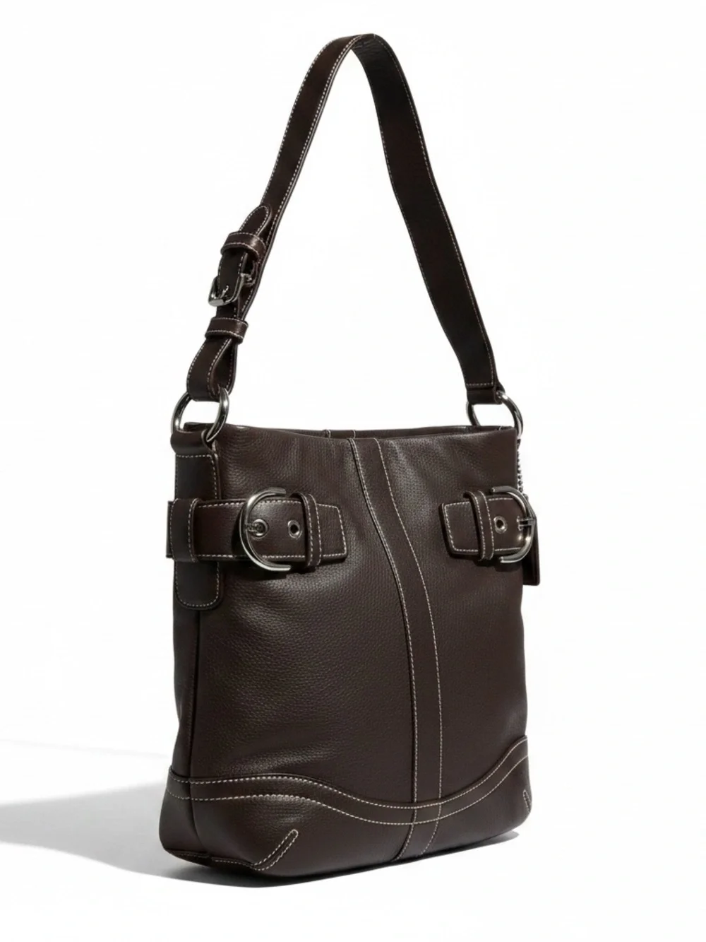 Vintage y2k Coach Soho Slim Duffle Shoulder Bag Style 1453 Dark Brown Leather 05